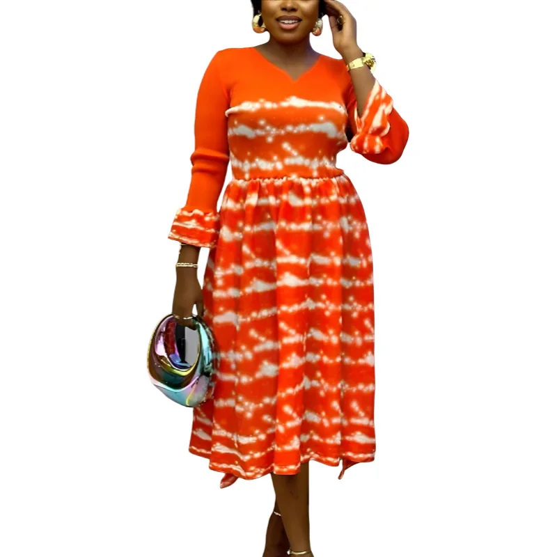 

High Temperature Cloth Water Ripple Hot Stamping Long Skirt, Miyake Long Sleeved, Graceful Pleated Long Skirt