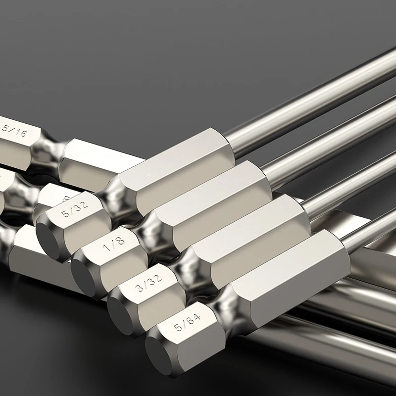 Imagem -05 - Bola End Hex Chave de Fenda Bits Polegada Tamanho Imperial Allen Bola Cabeça Hexagonal Bit 100 mm de Comprimento 64 32 32 16 32 16 16 32 16 16