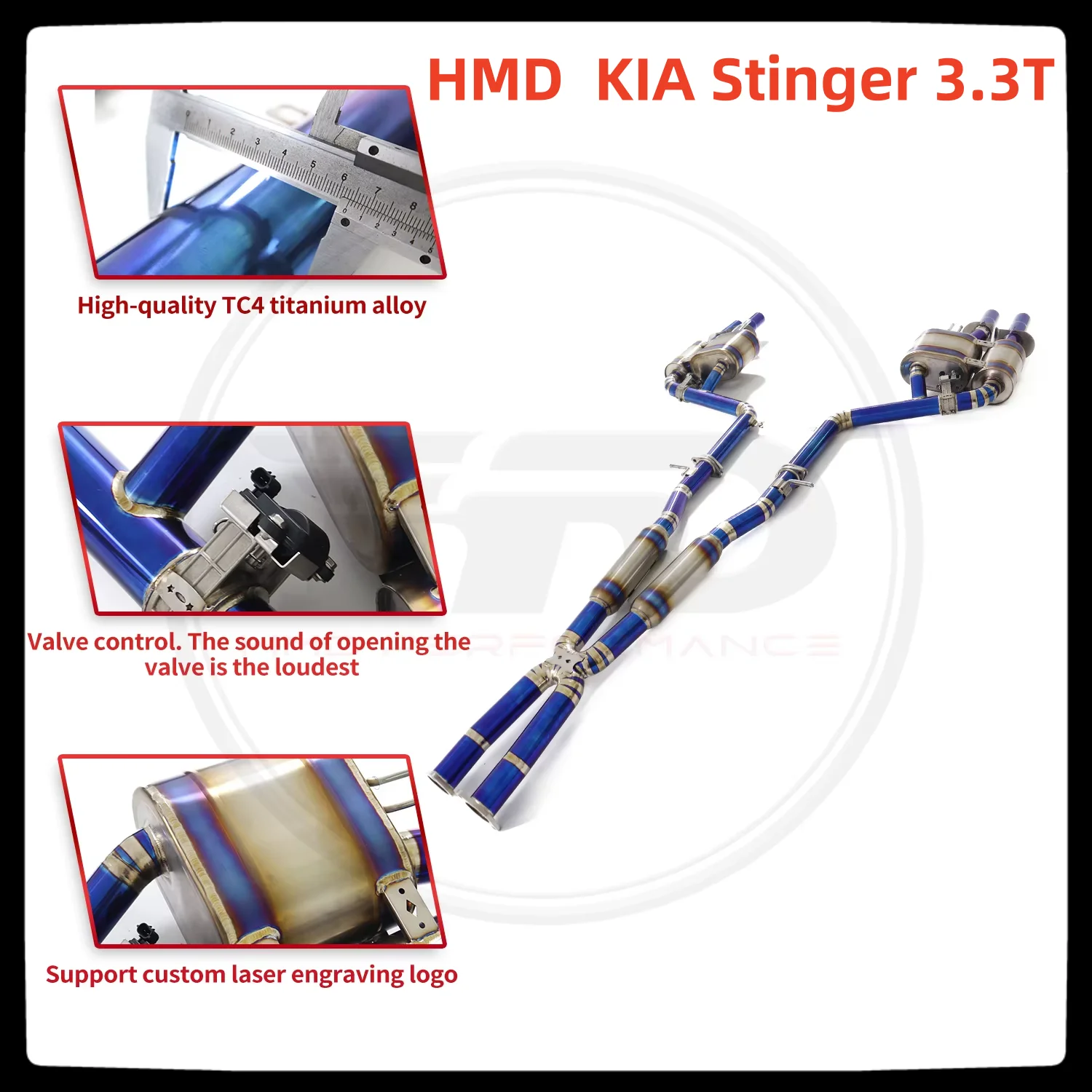 HMD Hot Sale Titanium Alloy Catback for KIA Stinger 3.3T 21+ Performance exhaust pipe Muffler With Valves