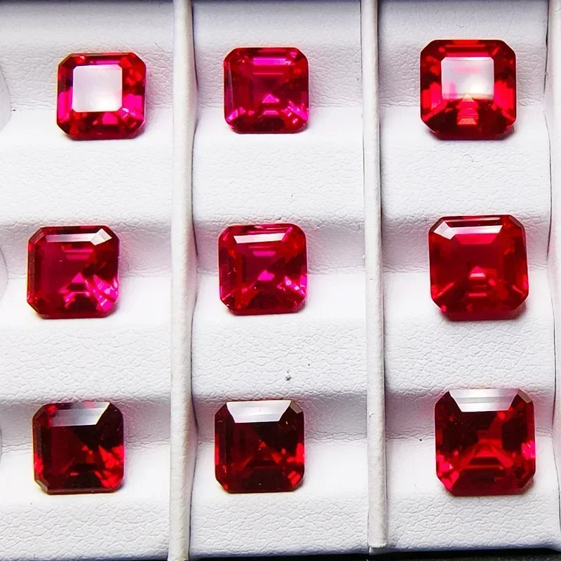 

Lab Grown Ruby Asscher Square Shape Pigeon Blood Red VVS1 Selectable AGL Certificate Gemstone For Diy Jewelry Making Materia