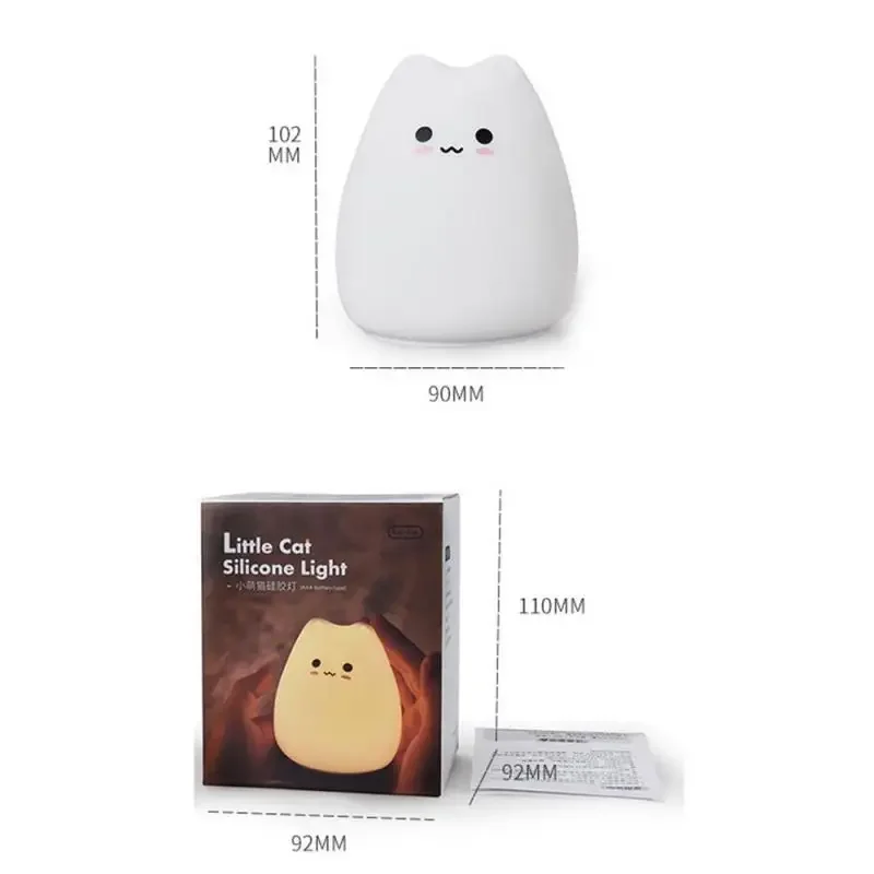 LED Night Light Touch Sensor Cat Silicone Colorful Cat Light Child Holiday Christmas Gift Bedroom Sleepping Desktop Decor Lamp