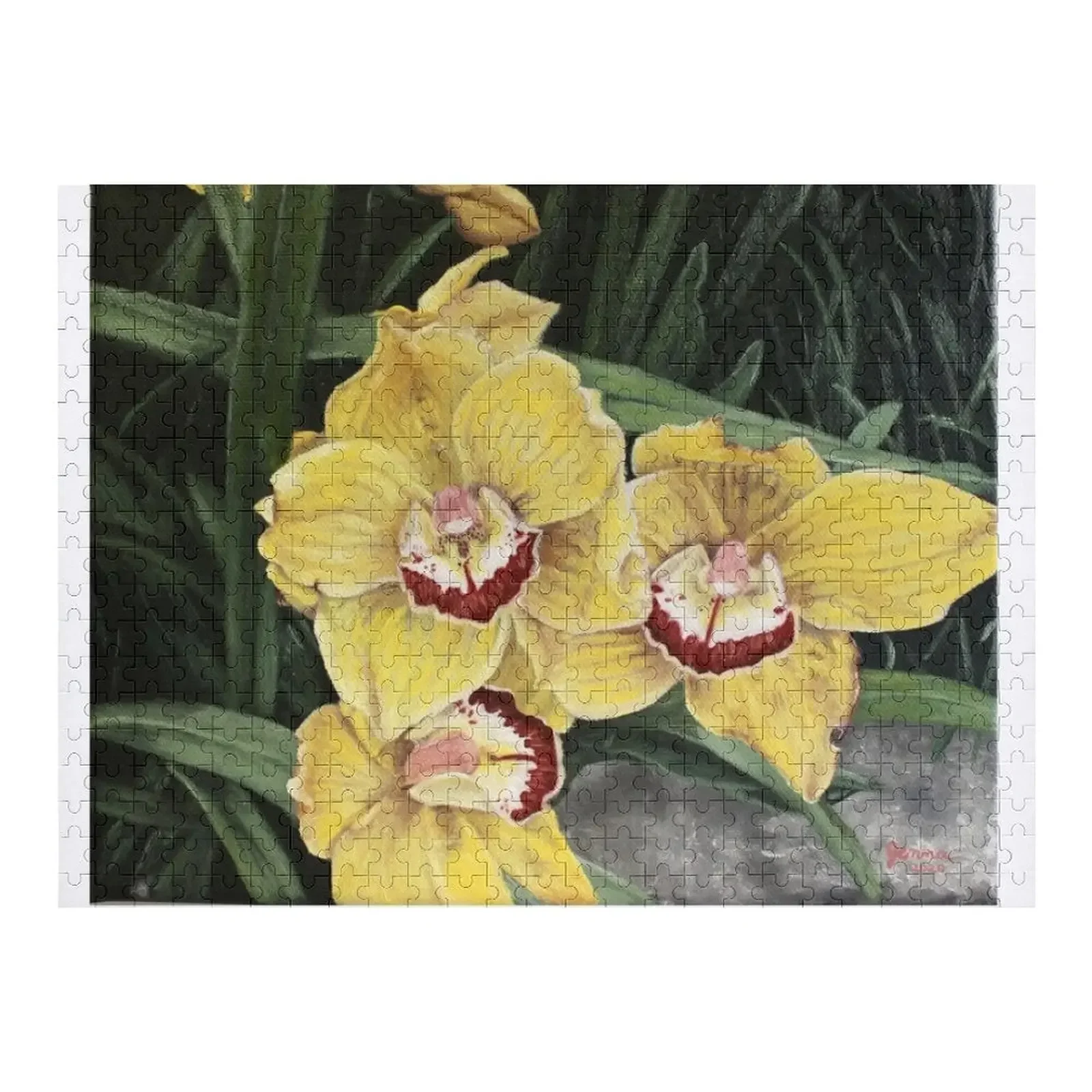 

Пазл с желтыми орхидеями, деревянные аксессуары для диорамы для взрослых, персонализированное имя, головоломка с животными