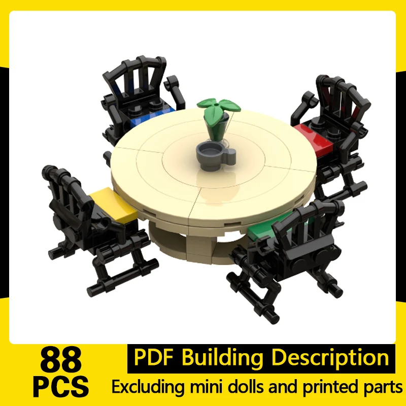

Street View Model MOC Building Bricks Round Table With Wire Cairs Modular Technology Gifts Holiday Assemble Children Toys Suit