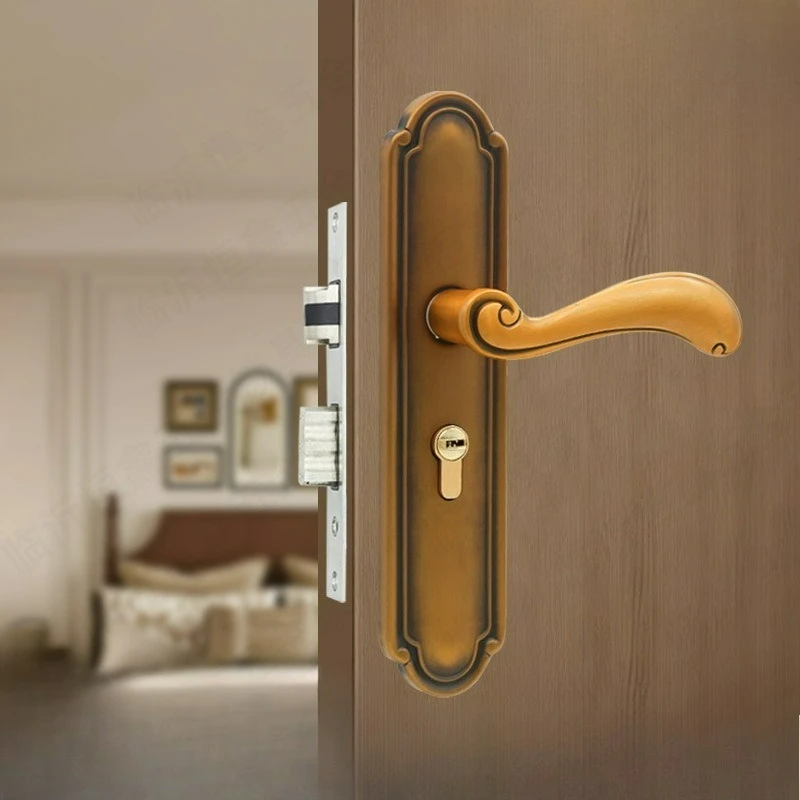 Boutique Huanggu Bedroom Door Handle Lock Pressure Handle Lock Integrated Wooden Door Lock