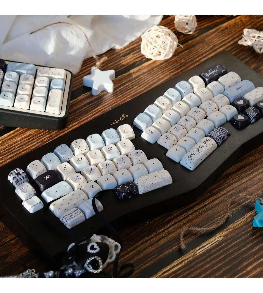 Sublimation custom mechanical keyboard keycaps artistic keycaps sea salt polka dot SOA height PBT full five-sided design