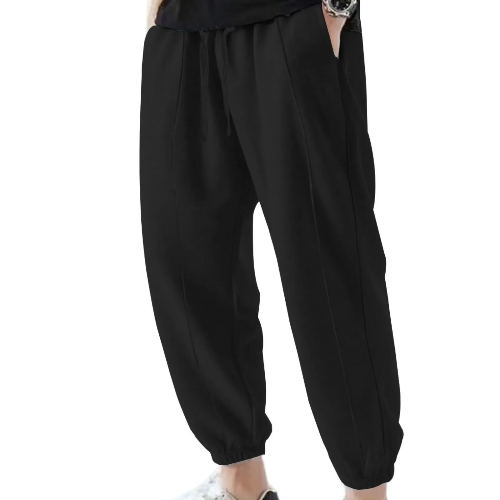 

Men's Solid Color Large Size Joggers Tech Pants Casual Men Autumn Winter Trend Casual Loose Leg Pants Male Running Sports Pants