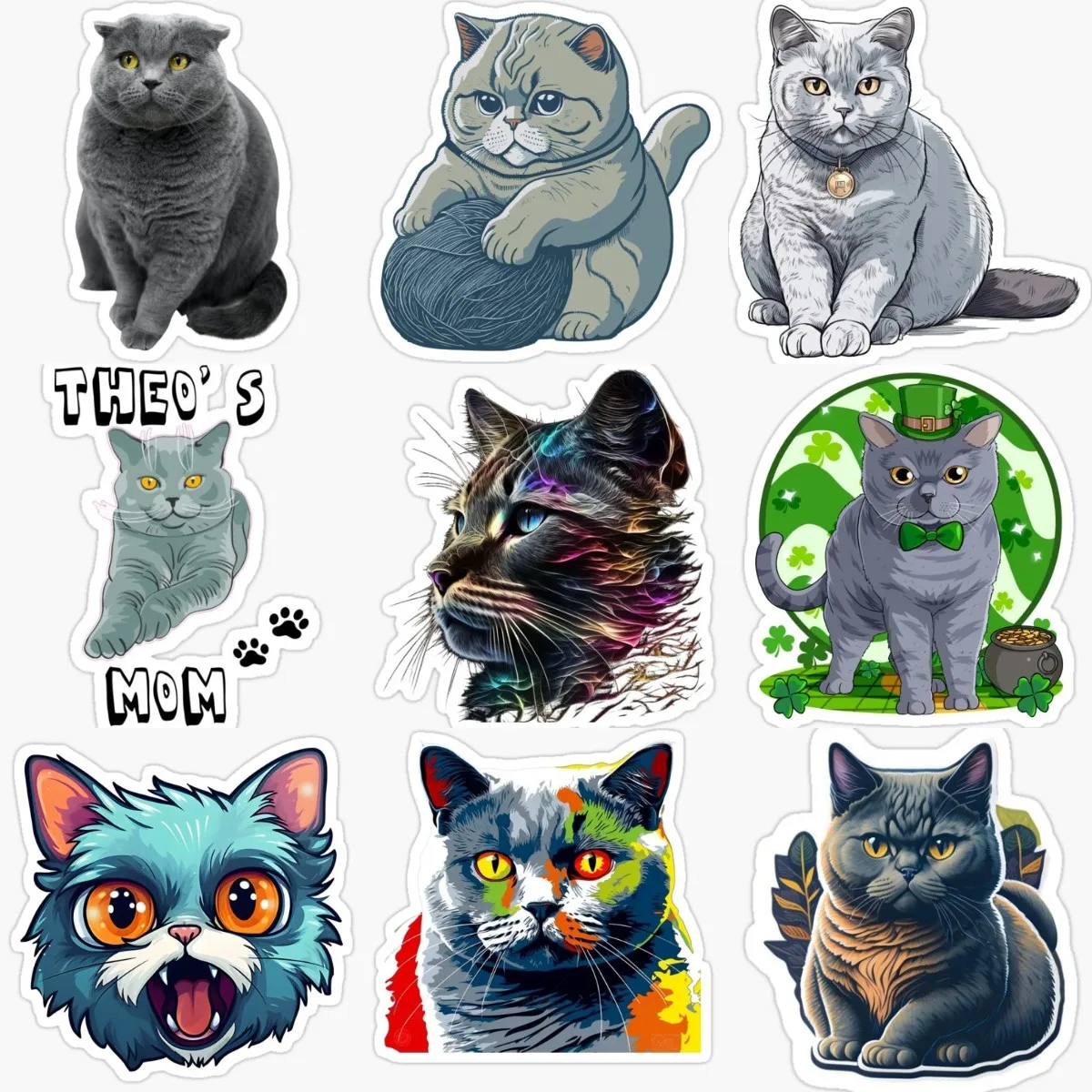 Creative British Shorthair Cat Pets PVC Personalized Sticker Decorate for Car Fridge Van Door Wall Window Decal Accessories