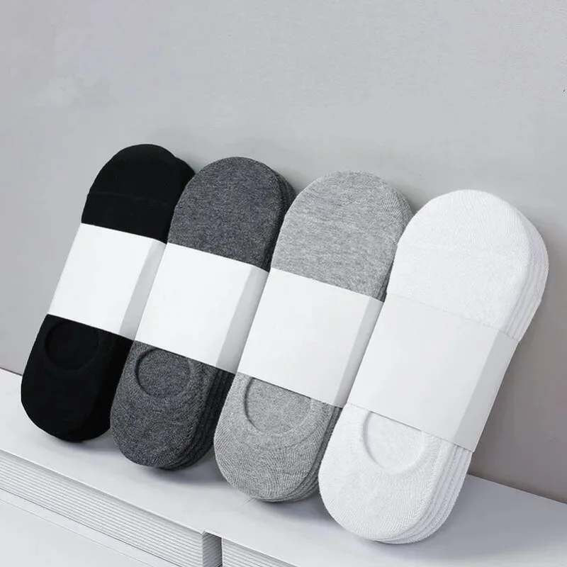 5Pair/Pack Mens Socks Men Invisible Cotton Short Socks Slippers Socks Non-slip No Show Solid Color Socks Men Sock