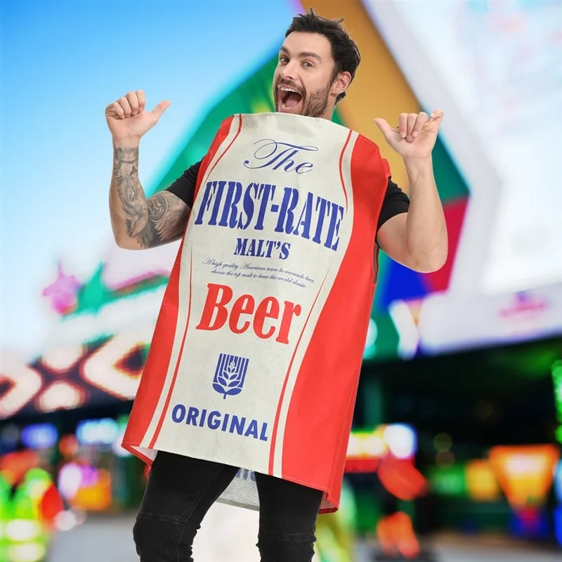 Kreatives Halloween-Bühnenkostüm für Erwachsene, Bierbecher, Performance-Anzug, Polyester-Material, Herren-Sle-Bier-Festival-Kostüm