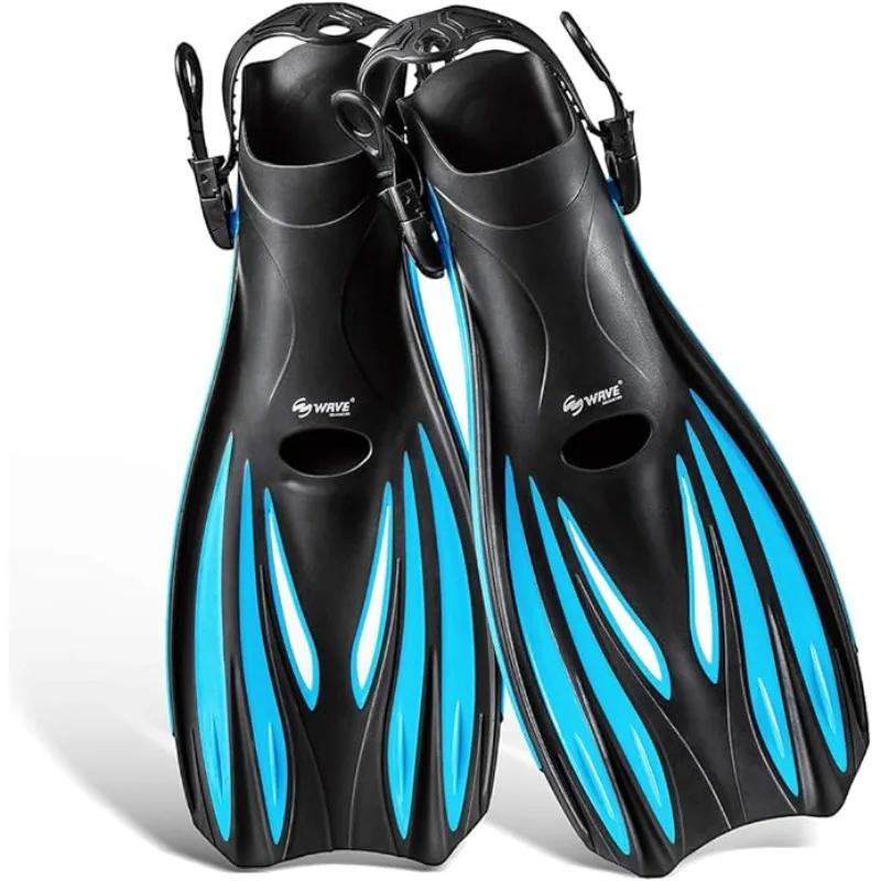 Swimming Fins Snorkel Diving Fins Short Swim Flippers for Training Adjustable Buckles Open Heel Scuba Swim Equipped Adult Fins