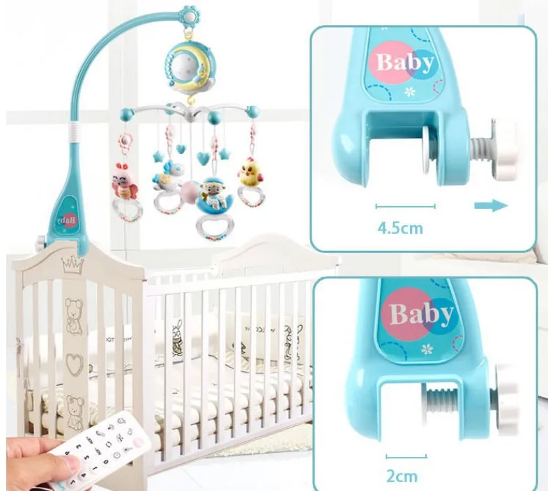 Baby Crib Mobile Bed Bell Holder 0-12 Months 360° Rotary Carousel Bracket+Music Box Infant Newborn Girl Boy Hanging Toys