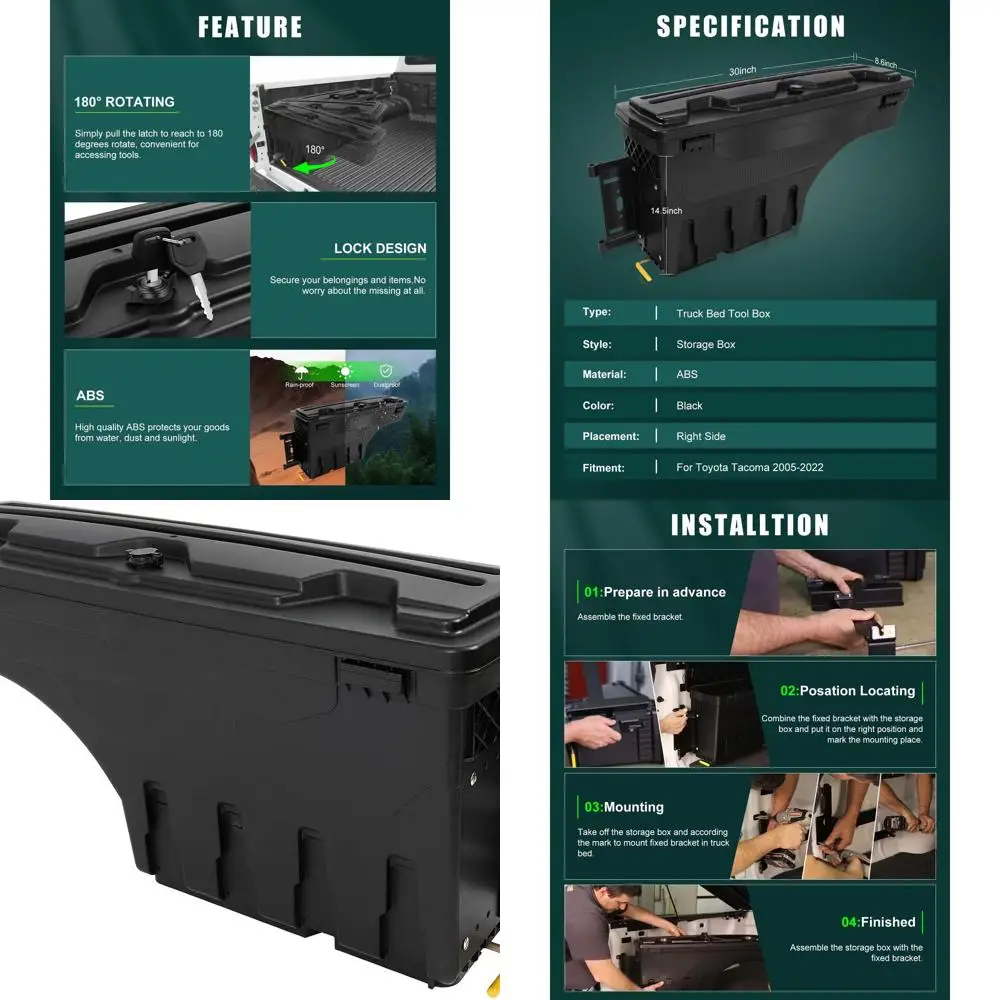 

Tool Box | Fits For For Toyota Tacoma 2005-2022 | Truck Bed Storage Box, Passenger Side