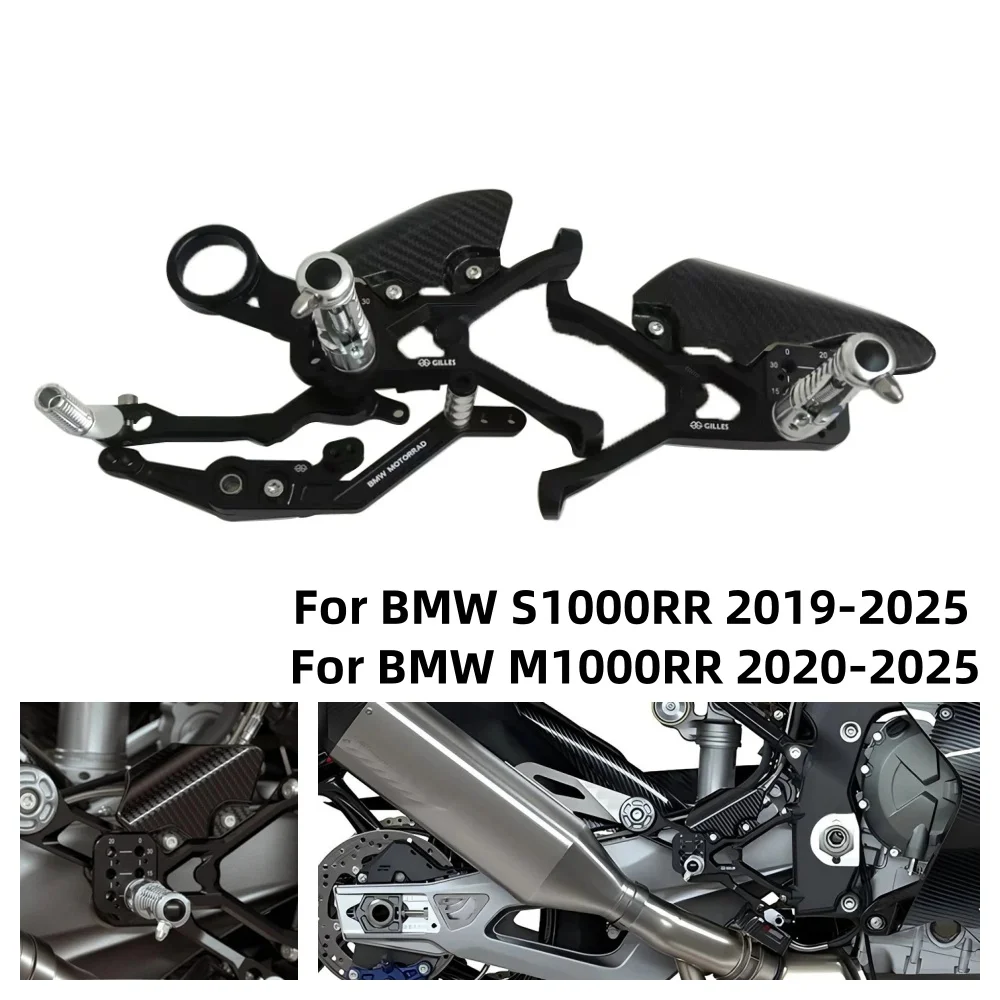 

For BMW S1000RR M1000RR 2019-2023 2024 2025 Carbon Fiber Footrest Foot Pegs Heel Wing Adjuster Rearset Motorcycle Accessories