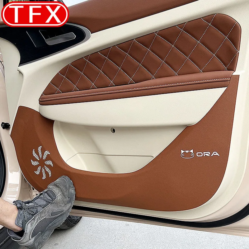 For ORA Funky Cat 2021-2023 Funky Cat GT Car Door Anti Kick Pad Leather Protective Pad Interior Anti Dirt Pad Auto Accessories