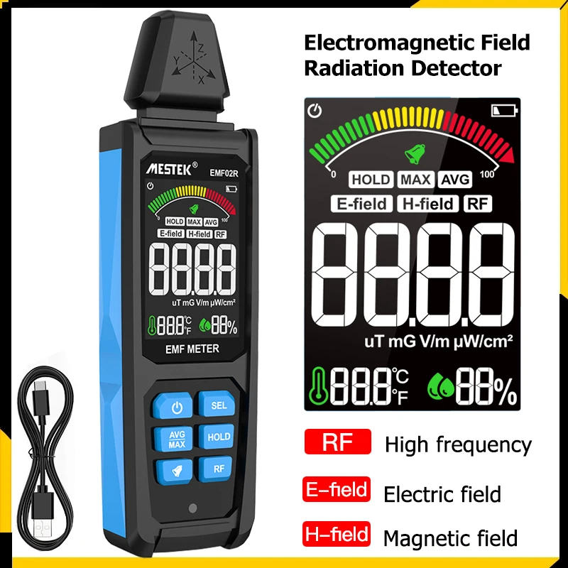 Electromagnetic Field Radiation Detector X Y Z Three-axis High Frequency Radiometer Tester EMF Meter Radio Frequency Warn Meter