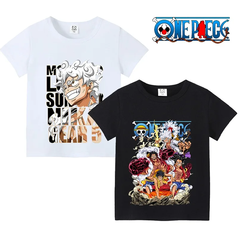 One Piece Baby Summer Cotton T Shirt Zoro Anime Boy Girl Tee Shirt Printed Kids Clothes Cartoon Casual Luffy Nika Child Top Gift