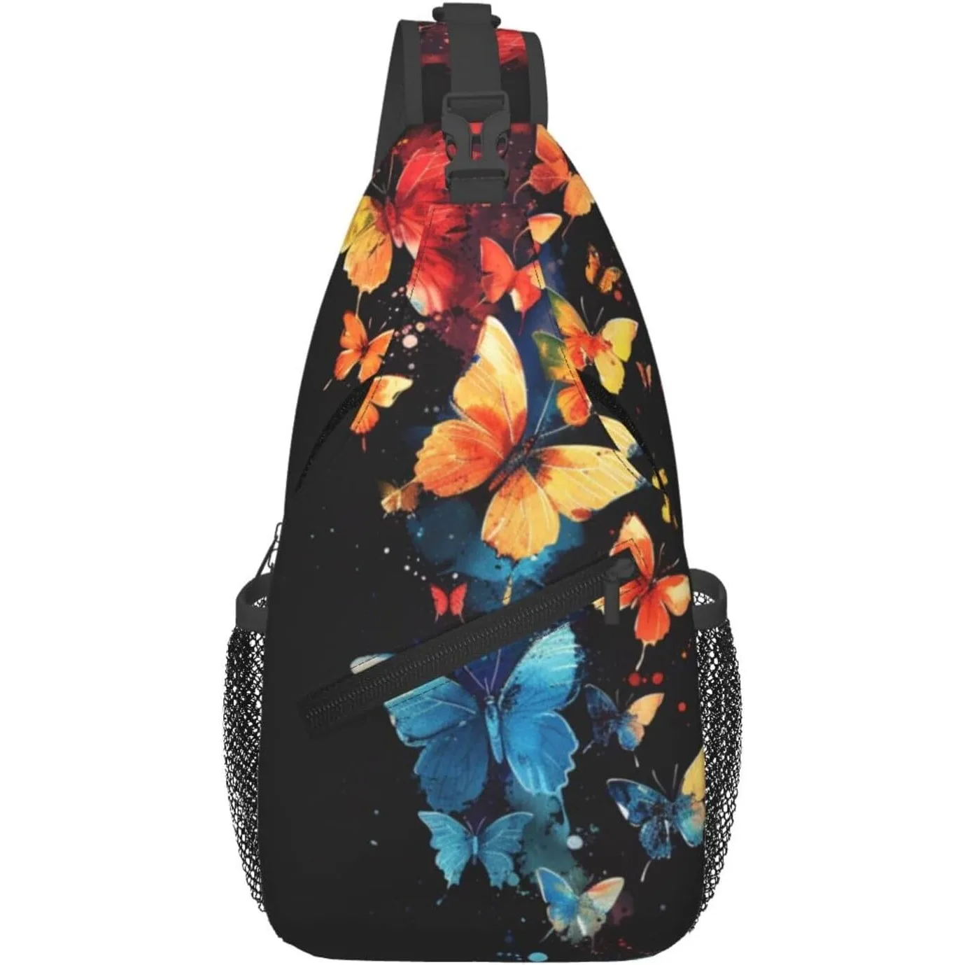 

Sling Bag for Men Women Butterfly Black Crossbody Backpack Casual Hiking Daypack for Travel Sport Running Chest Bag