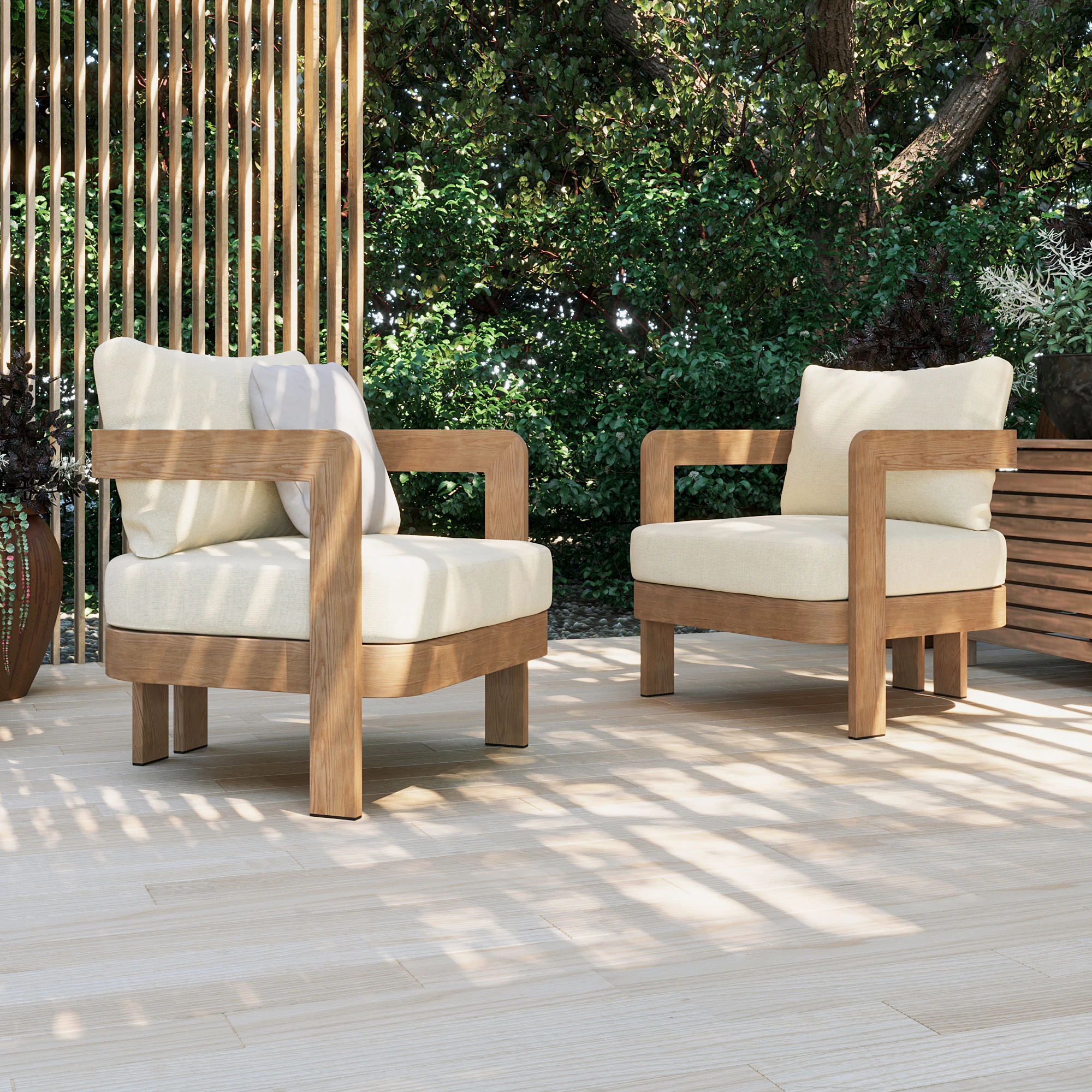 FHVIT No-Assembly Sofa, Single Seater Chair with Wood-Grain Veneer Finish, Suitable for Patios, Gardens, and Bars
