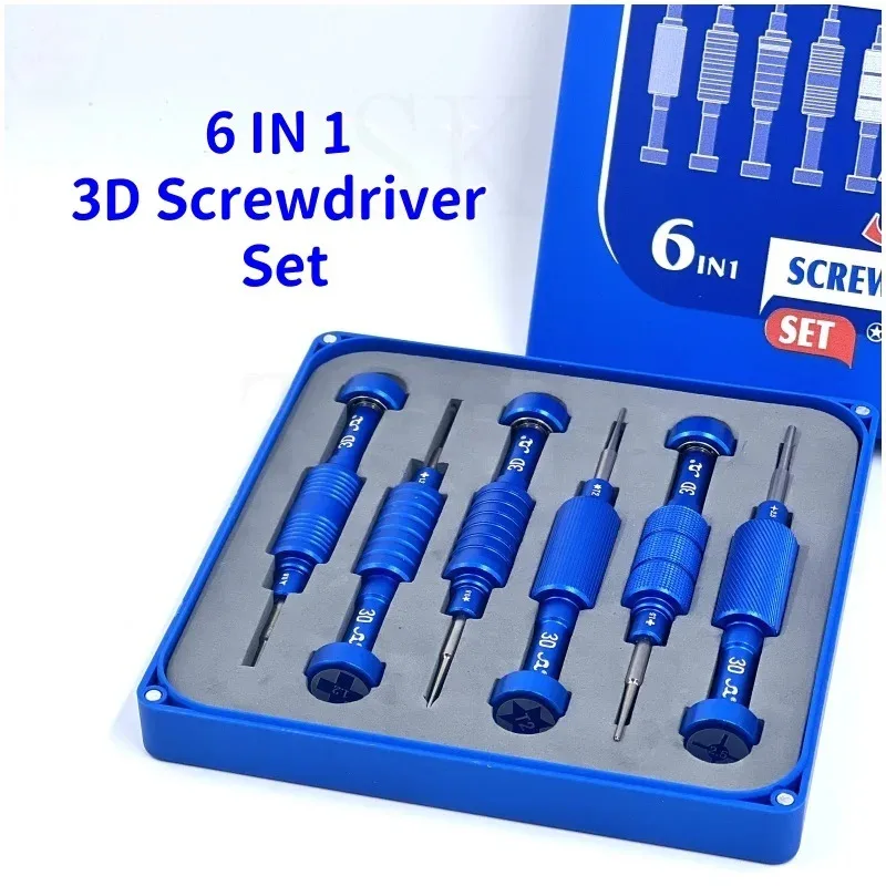 

SW-8168 6 in 1 3D Non-Slip Disassemble Repairing Tool Kit Strong Magnetic Steel Screwdriver Set For iPhone Android Mobile Repair