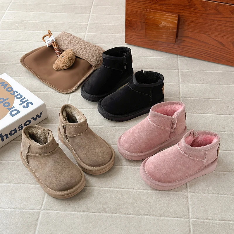 

2025 Winter New Children Cotton Boots for Girls Fashion Korean Style Soft Bottom Anti-slippery Versatile Trendy Warm Snow Boots