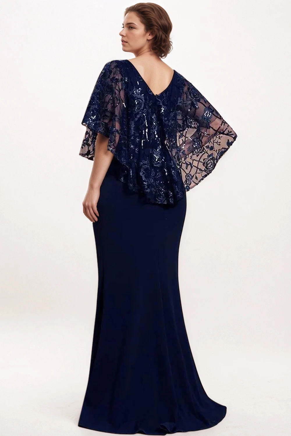 Women Plus Size Sequined Dress Evening Elegant Wedding Guest Cocktail Maxi Dress Sexy V-Neck Cape Slim Desses 2025