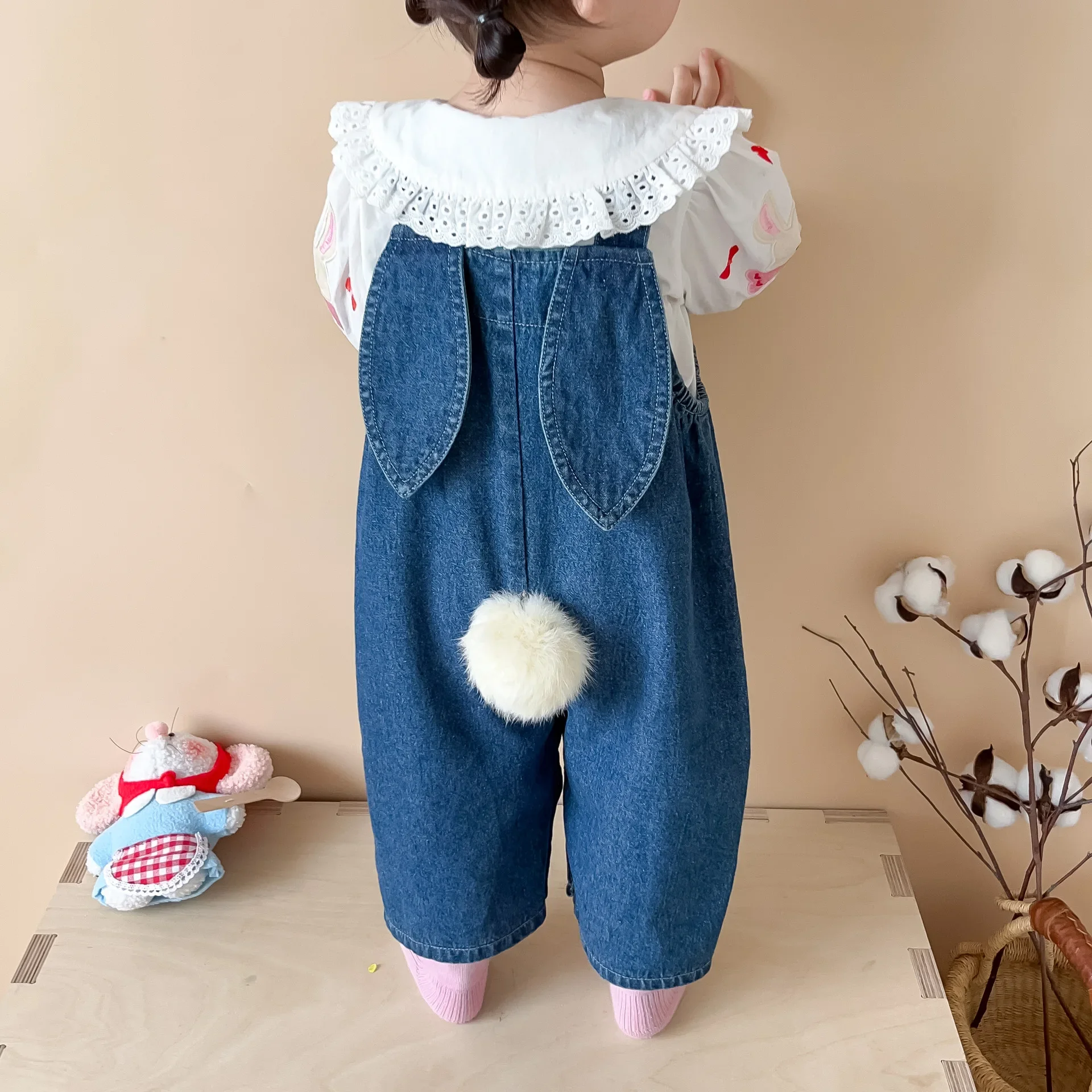 Baby Soft Denim Sling Outing Crawl Suit Baby Clothes Spring and Autumn Korean Style Infant and Toddler Sleeveless Sling Jumpsuit