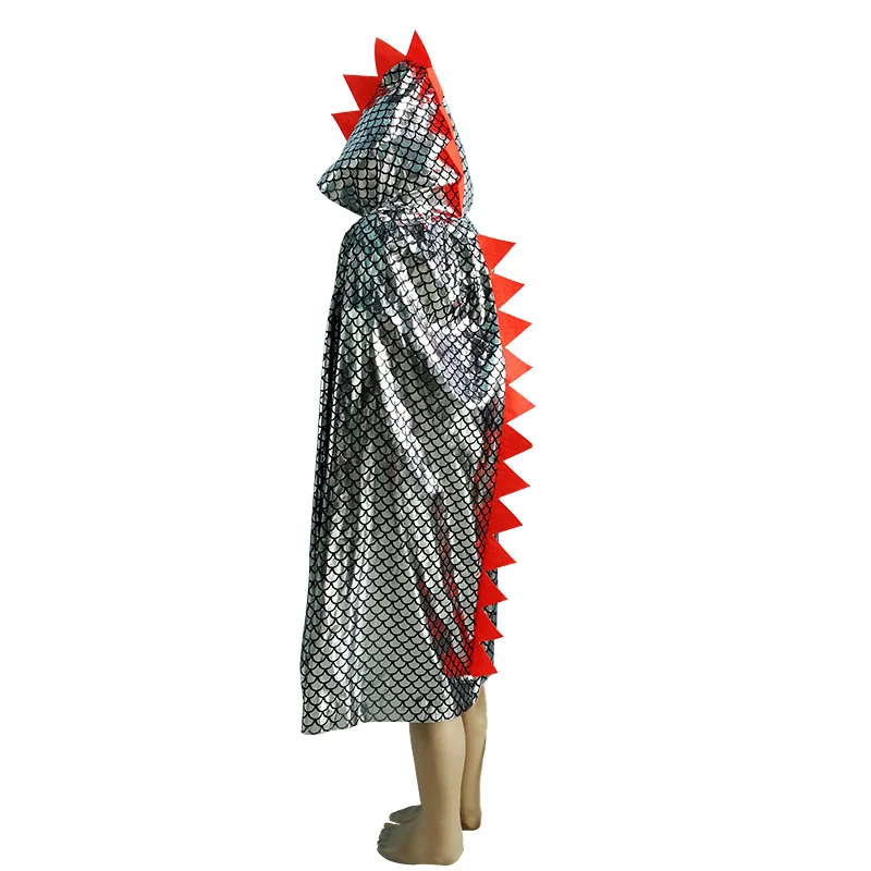 Cape de Dinosaure à Capuche pour Enfant, Costume de Cosplay d'Halloween, Sorcière et Fille