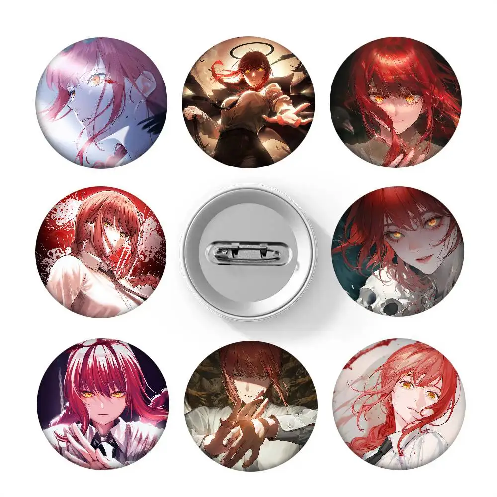 Anime Chainsaw Man Makima Round Badge Creative Brooch Clothing Backpack Accessories Lapel Pin