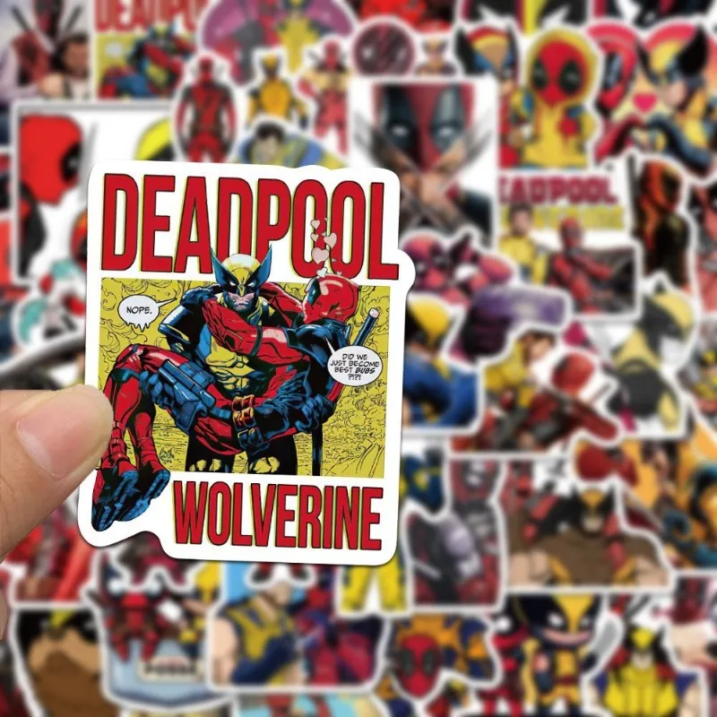 50PCS Marvel Deadpool and Wolverine Notebook Mobile Phone Case Notebook S Water Cup Luggage Guitar Waterproof Sticker Wholesale