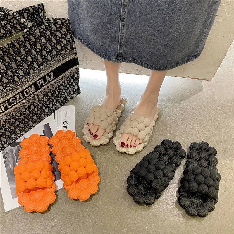 

Summer Home Mute Massage Bottom Lychee Slippers Couple Indoor Bathroom Anti-slip Unisex Comfortable Sense Slippers Simple Style