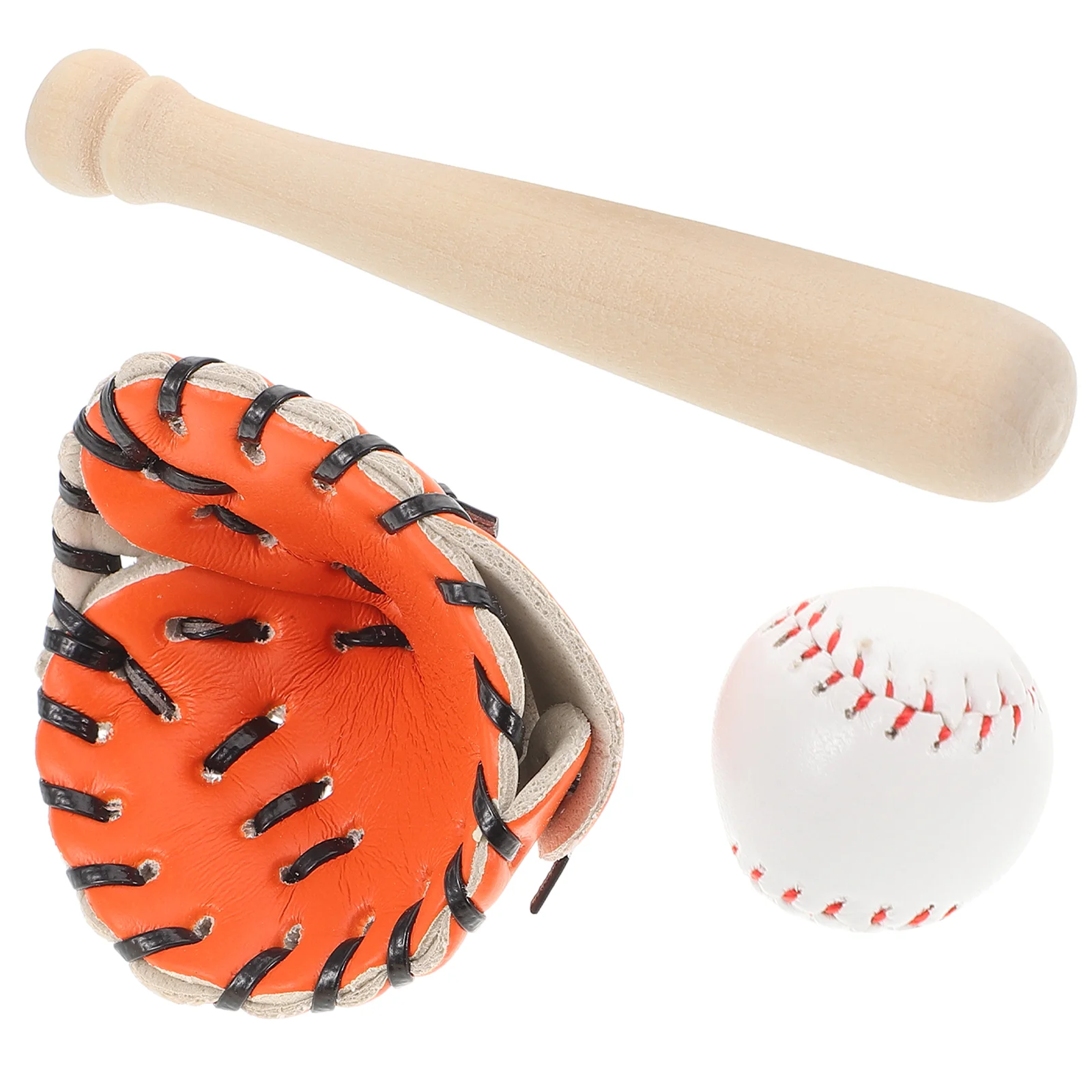 Mini Baseball Toy Kit Miniature Sports Balls Playsets for Crafts Dolls House Bat Decor Pu Role Pretend Tiny Accessories