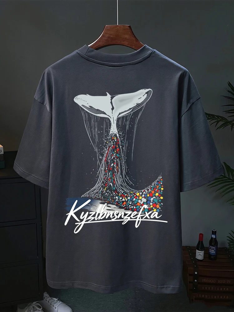 

Loose Cotton Short Sleeve T-Shirt Unisex Breathable Comfortable Summer Casual Wear round Neck Print Design Fast Fashion Brand