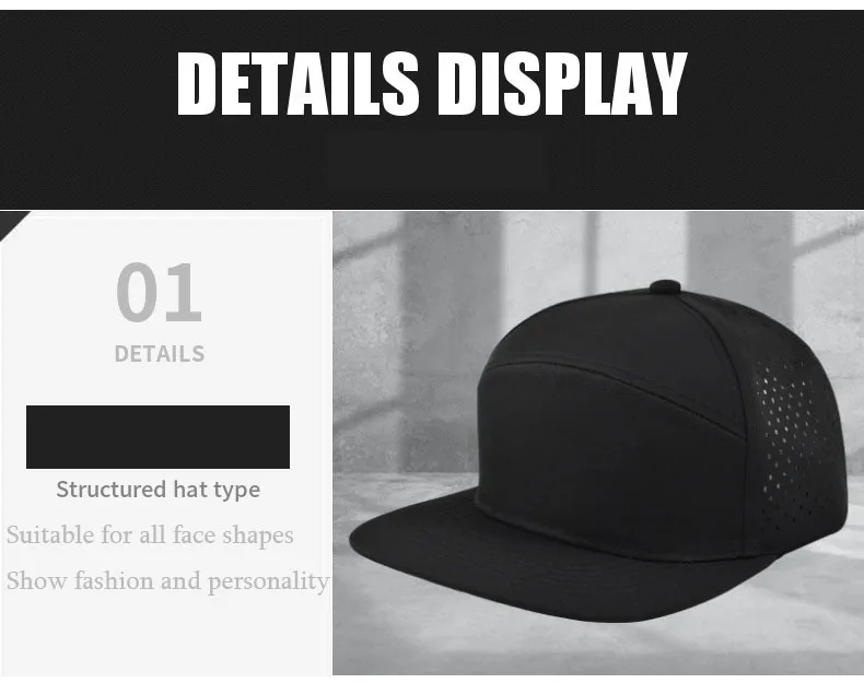 Individuell besticktes Logo, 6-Panel-Snapback-Cap, atmungsaktive Baumwolle, für Herren und Damen, atmungsaktive Outdoor-Baseballkappe, Hip-Hop-Mütze – Detail 6