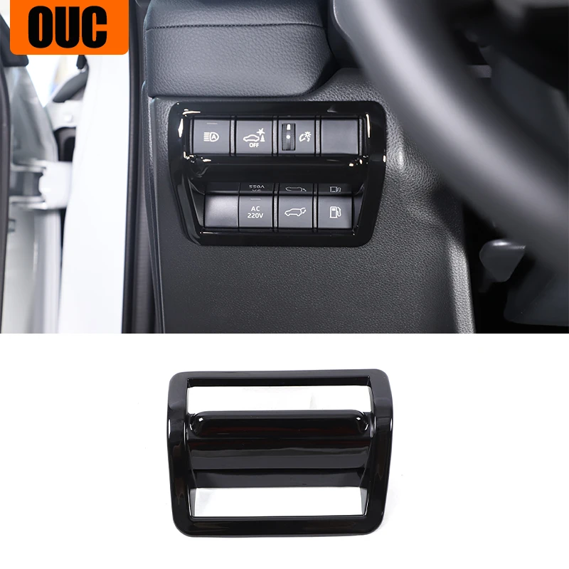 ABS Balck Car HeadLight Switch Button Frame Cover Sticker Trim For Toyota Land Cruiser Prado 250 LC250 2024 Interior Accessories