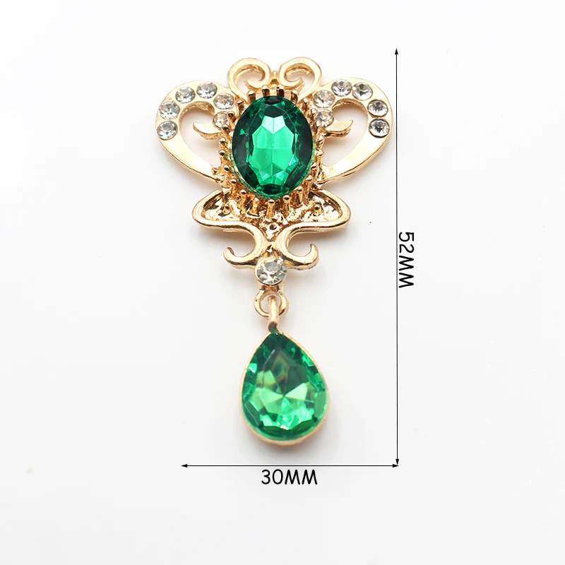 結婚式の装飾用の金属とアクリルのラインストーンスナップブローチ,手作りのジュエリーアクセサリー,工芸品,52x30mm,10個。