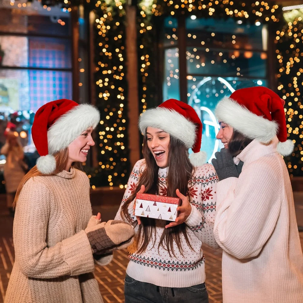 Festive Headwear Fluffy Red Santa Hat Santa Claus Hat High-Quality Christmas Hat For Themed Costume Christmas Decoration Holiday