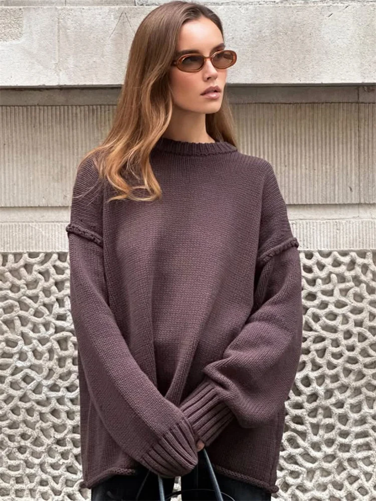 Tossy Casual Knitwear Sweater Pullover Top For Women Patchwork Loose Solid Commute Clothes Autumn 2025 Fashion Knit Pullovers
