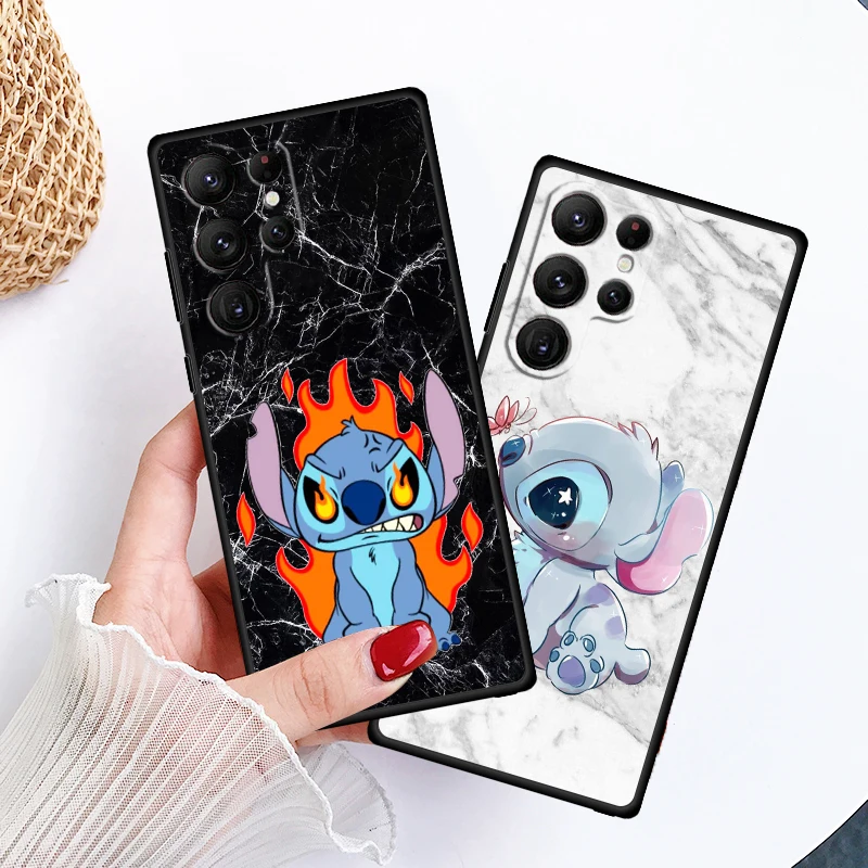 OHANA Stitch Cute For Samsung Galaxy S24 S23 S22 S21 S20 FE S10 S10E Plus Ultra Pro Lite 5G Black Cover Phone Case