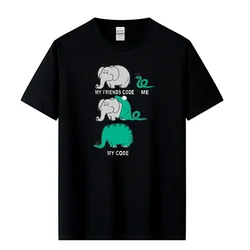 Men's T-shirt Top Quality 100% Cotton Funny Snake Swallowing Elephant Print Cool Tshirt Short Sleeve T-shirt Male Tees Top