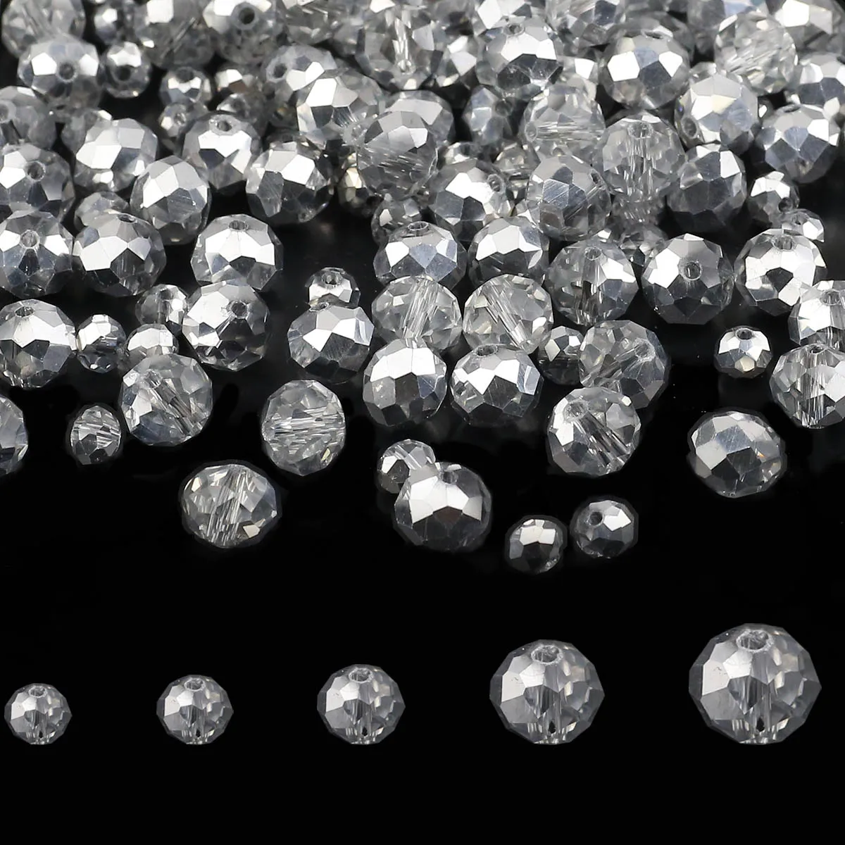 Faceted Flat Round Silvery Austrian Crystal Loose Spacer Beads For Jewelry Making DIY Charms Love Necklace Accessories 2-10mm