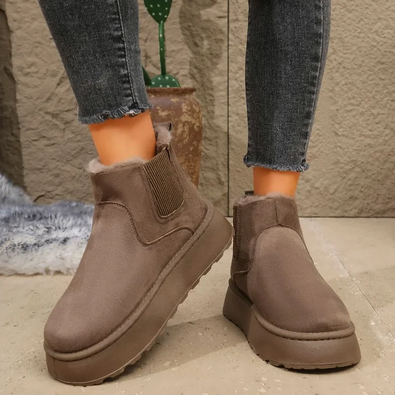 2024 Merk Vrouwen Schoenen Winter Hot Koop Vrouwen Snowboots Mode Suède Platform Platte Enkellaarsjes Trend Veelzijdige Schoenen botas