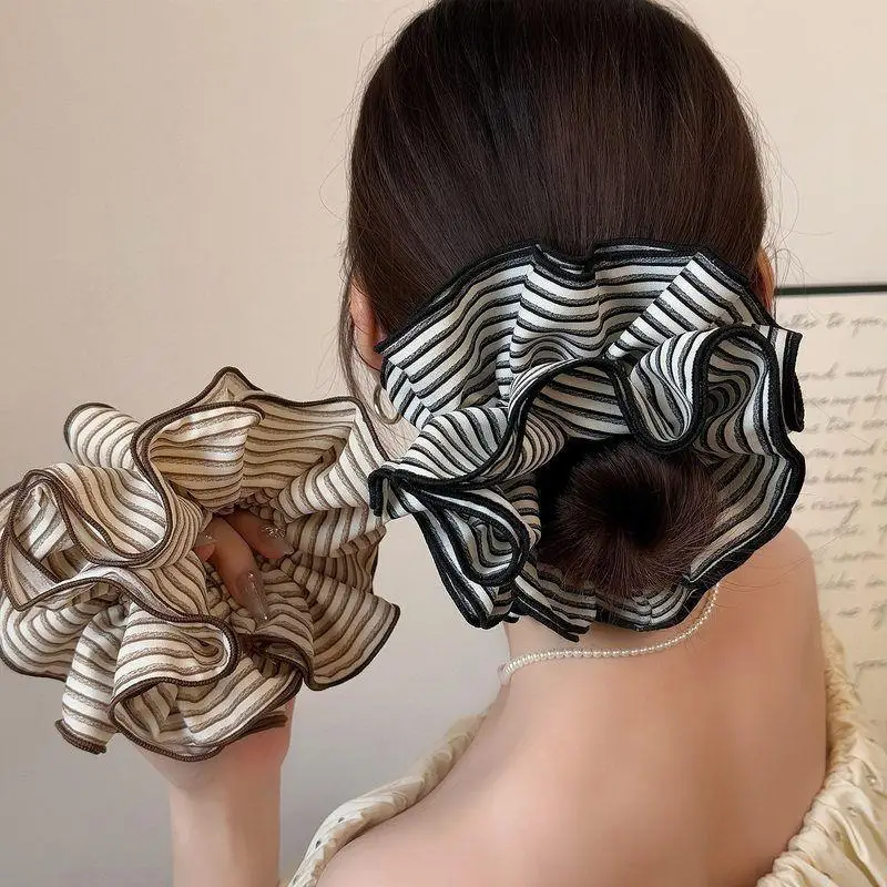 Grandi elastici Fasce per capelli scozzesi vintage Eleganti elastici per coda di cavallo Accessori per capelli da donna