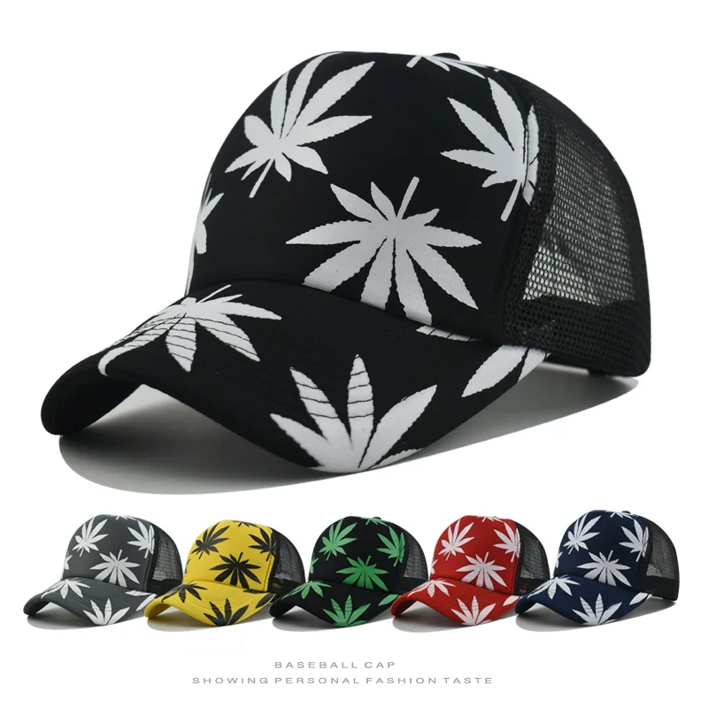 

Бейсбольная кепка с принтом кленового листа, мужская летняя дышащая модная сетчатая кепка из губки, спортивная шляпа дальнобойщика на открытом воздухе
