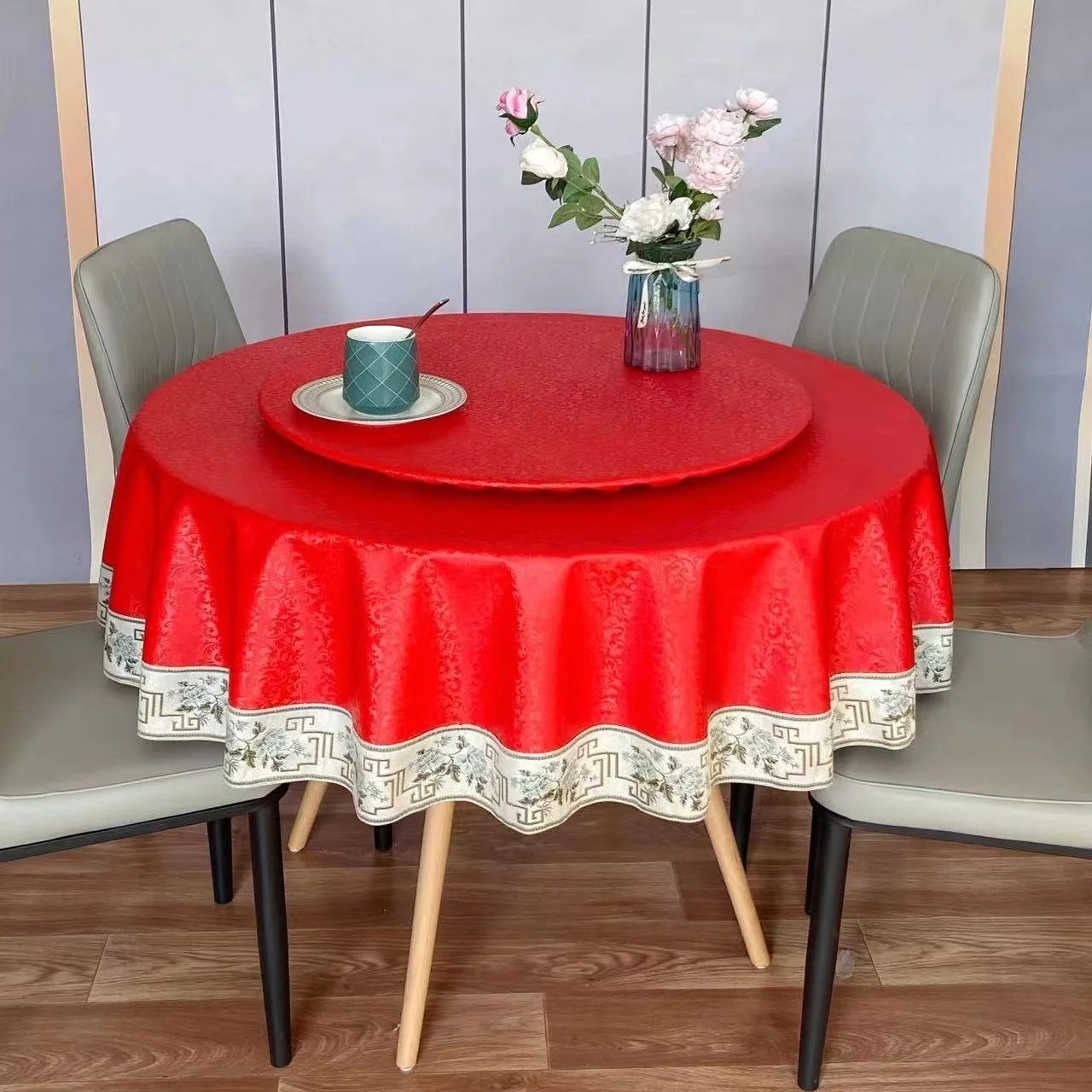 2024 New Chinese style round tablecloth oil-proof and scald-proof cloth for home use