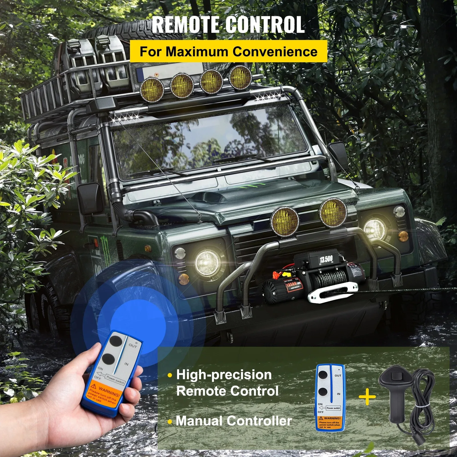 JH 12V 13500LBS Electric Truck Winch Vehicle Mounted Self Rescue Crane for Off-road Vehicles