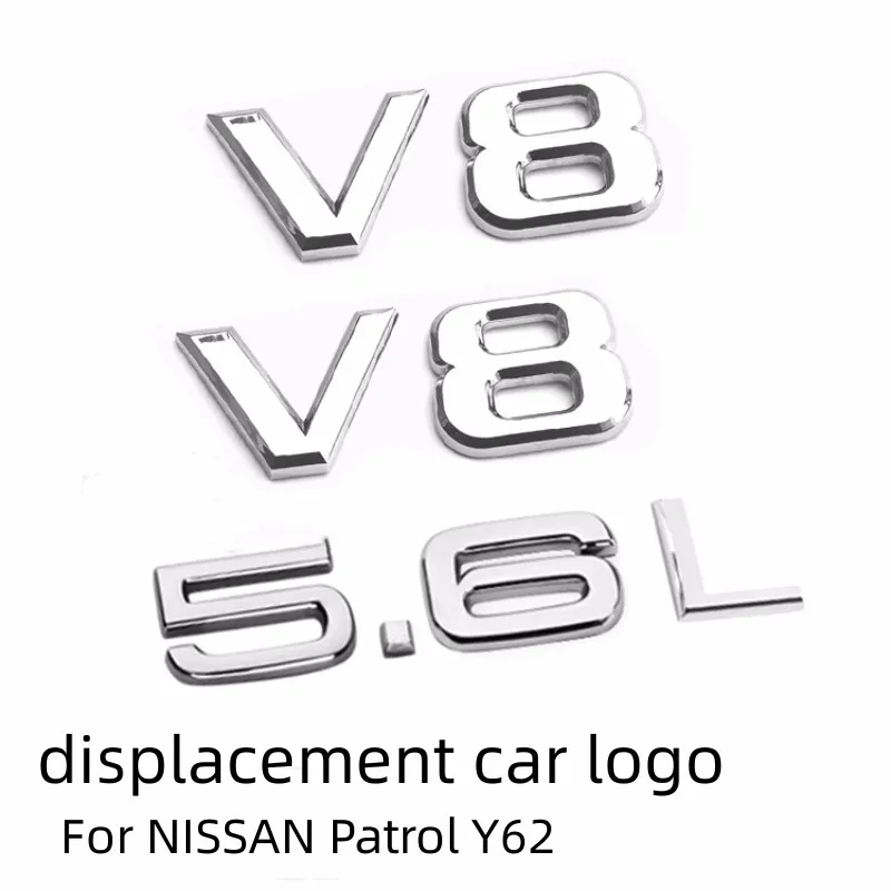 For NISSAN Patrol Y62  Modification  Letter Label  V8 Emblem  5.6L Digital Label  Fender Logo  Rear Tailgate Logo