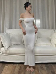 One Line Neck Wrap Hip Fishtail Dress Elegant For Women's Summer New Sexy High Waist Slim One Step Dress Dresses Sweet QMC6