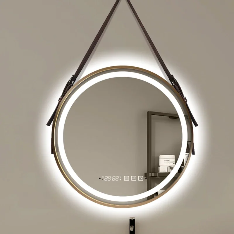 Full length Mirror Light Makeup Large Bedroom Changing Body Full body Led Bathroom Mirror Round Long Espejo Gold Decorative