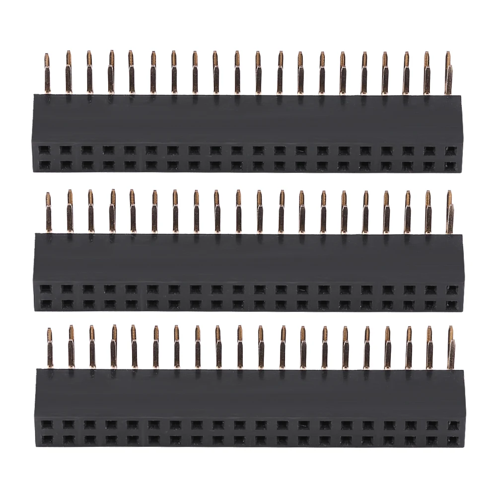 40-pin, 2.54mm pitch, dual-row right-angle female header, suitable for Raspberry Pi header sockets