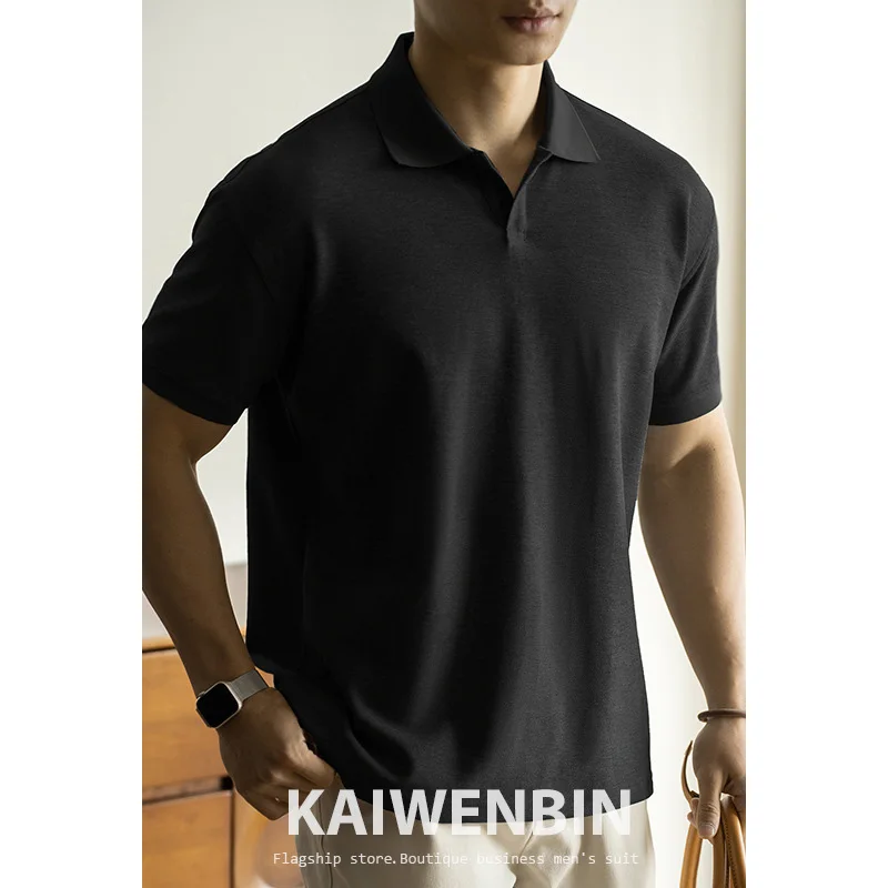 Men's Polo Shirt Short-Sleeve Knitted Lyocell20% Breathable and comfortableBusiness Casual Light Luxury Summer Top Premium Feel